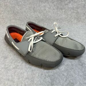 Swims Shoes Mens‎ 8.5 Gray Loafers Boat Shoes Lace Up Beach Swim Surf Casual